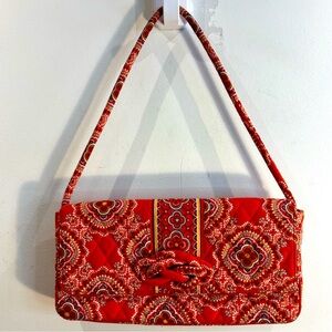 VERA BRADLEY Baguette Shoulder Bag Paisley Print Front Knot Snap Closure Quilted
